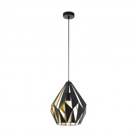 Eglo-Carlton 1 Single Pendant Black Gold / White Honey Gold  